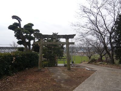 境内から鳥居を見る